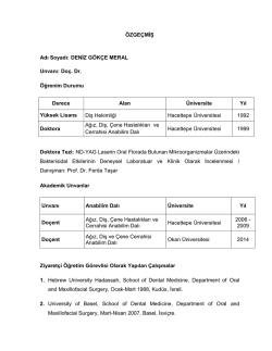 CV - Okan &Uuml;niversitesi Diş Hekimliği Fak&uuml;ltesi Hastanesi