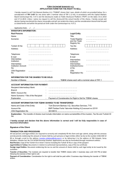T&Uuml;RK EKONOMİ BANKASI A.Ş. APPLICATION FORM FOR
