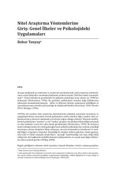Nitel Araştırma Y&ouml;ntemlerine Giriş: Genel İlkeler