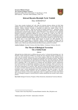 K&uuml;resel Boyutta Biyolojik Ter&ouml;r Tehdidi