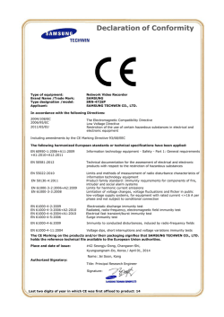 Type of equipment: - Samsung Techwin UK