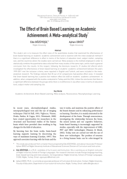 The Effect of Brain Based Learning on Academic Achievement