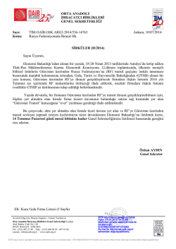 ORTA ANADOLU İHRACAT&Ccedil;I BİRLİKLERİ GENEL SEKRETERLİĞİ
