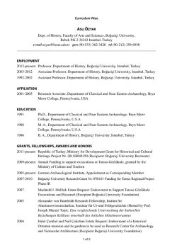 Curriculum Vitae Dept. of History, Faculty of Arts and Sciences
