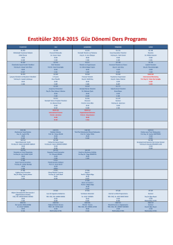 Enstitüler 2014-2015 Güz Dönemi Ders Programı