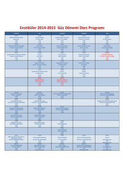 Enstitüler 2014-2015 Güz Dönemi Ders Programı