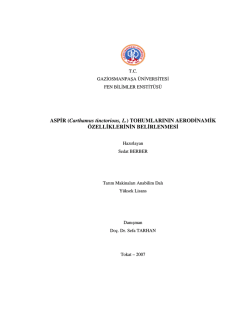 ASPİR (Carthamus tinctorious, L.) TOHUMLARININ AERODİNAMİK