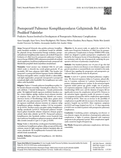 Postoperatif Pulmoner Komplikasyonların