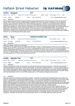 Haftalık Şirket Haberleri