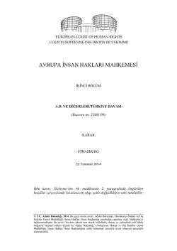 22 Temmuz 2014 tarihli A.D. ve diğerleri v. T&uuml;rkiye Kararı