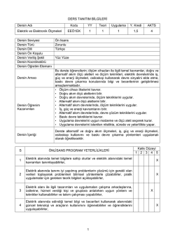 Elektrik ve Elektronik &Ouml;l&ccedil;meleri