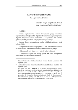 HAYVANIN HUKUK&Icirc; KONUMU The Legal Status of Animal