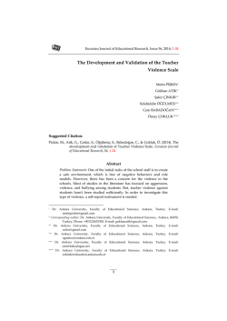 The Development and Validation of the Teacher Violence