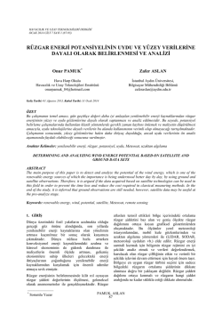 r&uuml;zgar enerji potansiyelinin uydu ve y&uuml;zey