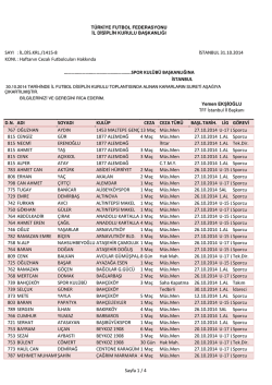 8.hafta cezalılar listesi - T.F.F. İstanbul İl Başkanlığı