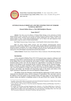 OTTOMAN BALKAN HERITAGE AND THE