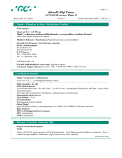 G&uuml;venlik Bilgi Formu