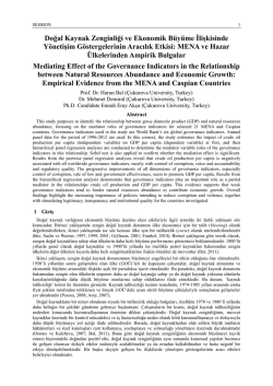 Doğal Kaynak Zenginliği ve Ekonomik B&uuml;y&uuml;me İlişkisinde Y&ouml;netişim