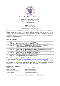 Barbaros Tansel Memorial Lecture Series, April 30