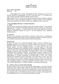 2014 Yılı Mahalli Çevre Kurulu Kararları