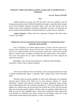 21 T&Uuml;RK DİN TARİHİ ARAŞTIRMALARINDA KARŞILAŞILAN