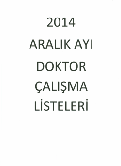 ARALIK AYı DOKTOR &Ccedil;ALIŞMA - &Ccedil;anakkale Devlet Hastanesi