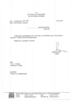 İlçe Milli Eğitim Müdürlüğü Yazısı - Gülnar İlçe Milli Eğitim Müdürlüğü