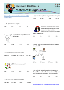Kazanım: Tam kare ve tam kare olmayan doğal sayıları a&ccedil;ıklar.