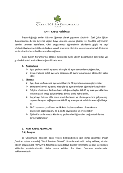 kayıt kabul politikası - Özel Çakır Eğitim Kurumları