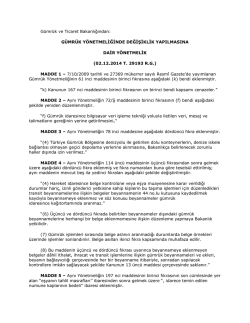 G&uuml;mr&uuml;k ve Ticaret Bakanlığından: G&Uuml;MR&Uuml;K Y&Ouml;NETMELİĞİNDE