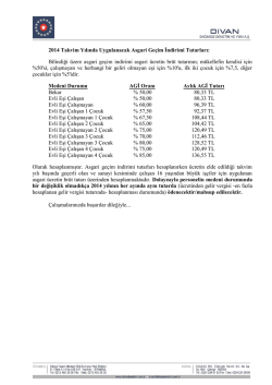 2014 Takvim Yılında Uygulanacak Asgari Ge&ccedil;im İndirimi Tutarları