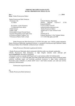 Banka Promosyonu İhalesi Banka Promo