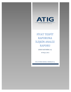Lider Faktoring A.Ş. Fiyat Tespit Raporuna İlişkin Analiz Raporu