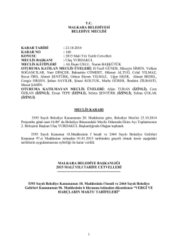 Karar No - 160 : 2015 Tarife Cetvelleri