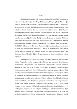 Sosyal Bilgiler &Ouml;ğretiminde T&uuml;rk D&uuml;nyası