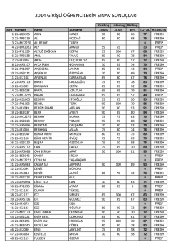 2014 Eyl&uuml;l Yeterlik Sınav Sonu&ccedil;larıİndir