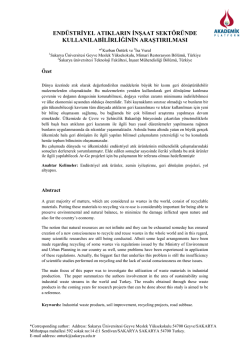 End&uuml;striyel Atıkların İnşaat Sekt&ouml;r&uuml;nde Kullanılabilirliğinin