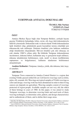 AYDOĞAN, Emel-YURTPINAR (ANTALYA) DOKUMALARI