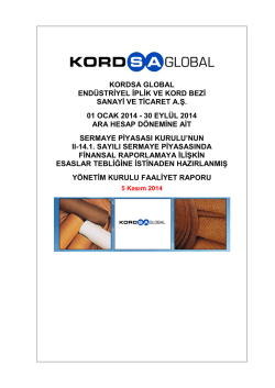 30 Eyl&uuml;l 2014 Ara Hesap D&ouml;nemine Ait Y&ouml;netim