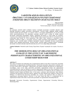 narsistik kişilik &ouml;zelliğinin &ouml;rg&uuml;tsel vatandaşlık davranışı &uuml;zerindeki