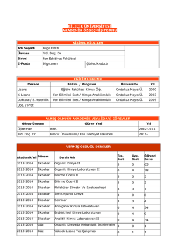 Yrd. Do&ccedil;. Dr. Bilge EREN - Fen-Edebiyat Fak&uuml;ltesi