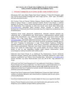 2013 Yılı Genel Kurul Toplantı G&uuml;ndemleri ve Bilgilendirme D&ouml;k&uuml;manı