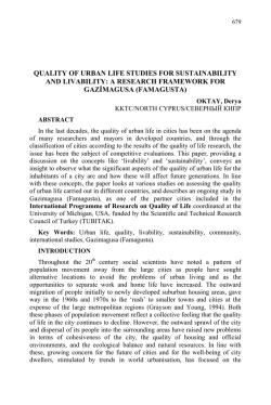 quality of urban life studies for sustainability and livability: a