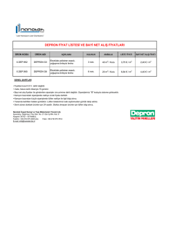DEPRON FİYAT LİSTESİ - Nanotek İnşaat A.Ş.