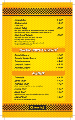 SAHANDA YUMURTA LEZZETLERİ OMLETLER