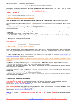 2014-2015 Güz YY Tezli Yüksek Lisans ve Doktora Öğrenci Alım