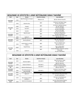 Beslenme ve Diyetetik 1.2.3.4. Sınıf Bütünleme Sınav Programı