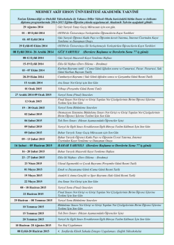 MEHMET AKİF ERSOY &Uuml;NİVERSİTESİ AKADEMİK TAKVİMİ