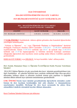 EGE &Uuml;NİVERSİTESİ - Fen Bilimleri Enstit&uuml;s&uuml;