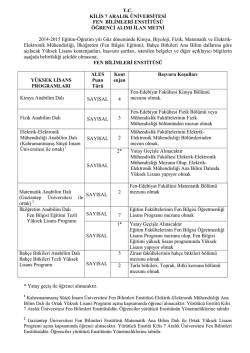 kilis fen-edebiyat fak&uuml;ltesi - Fen Bilimleri Enstit&uuml;s&uuml;